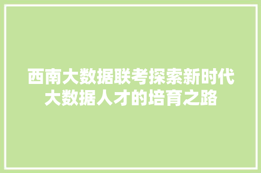 西南大数据联考探索新时代大数据人才的培育之路