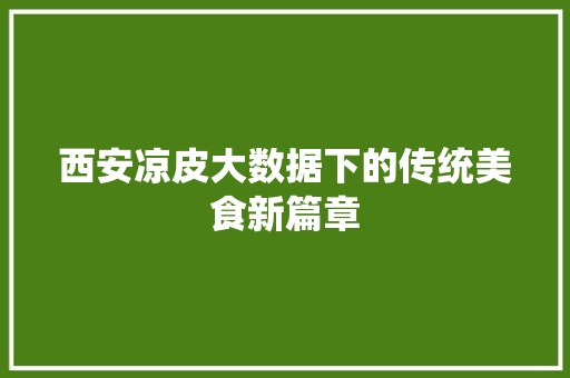 西安凉皮大数据下的传统美食新篇章