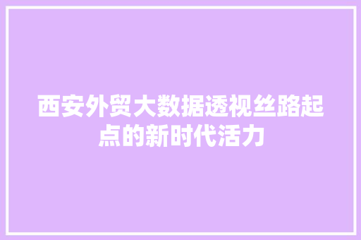 西安外贸大数据透视丝路起点的新时代活力