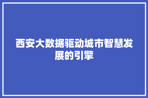 西安大数据驱动城市智慧发展的引擎