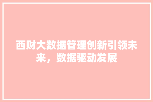 西财大数据管理创新引领未来，数据驱动发展