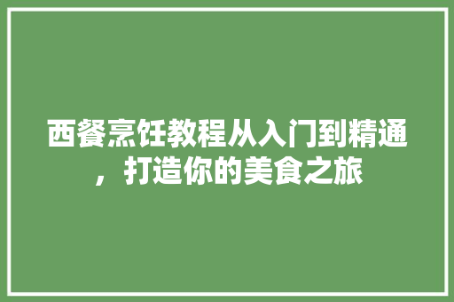西餐烹饪教程从入门到精通，打造你的美食之旅