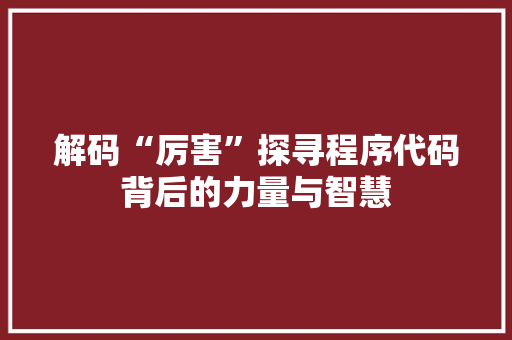 解码“厉害”探寻程序代码背后的力量与智慧