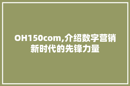 OH150com,介绍数字营销新时代的先锋力量