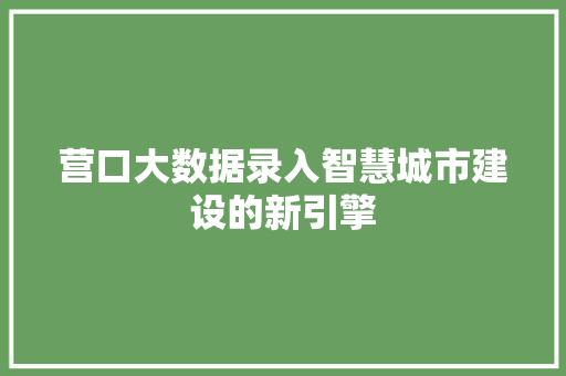 营口大数据录入智慧城市建设的新引擎