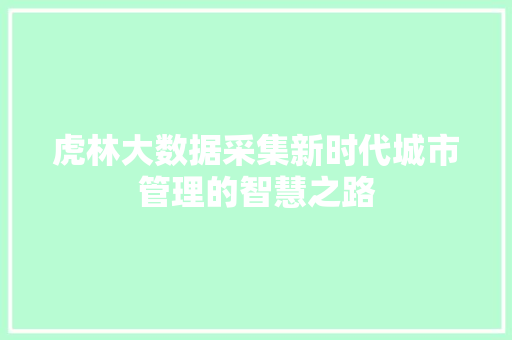 虎林大数据采集新时代城市管理的智慧之路