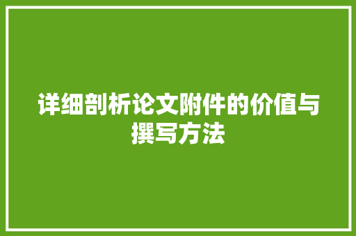 详细剖析论文附件的价值与撰写方法