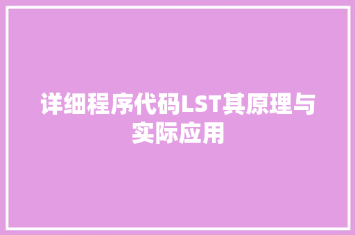 详细程序代码LST其原理与实际应用