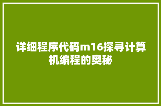 详细程序代码m16探寻计算机编程的奥秘