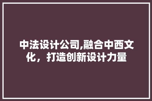 中法设计公司,融合中西文化，打造创新设计力量