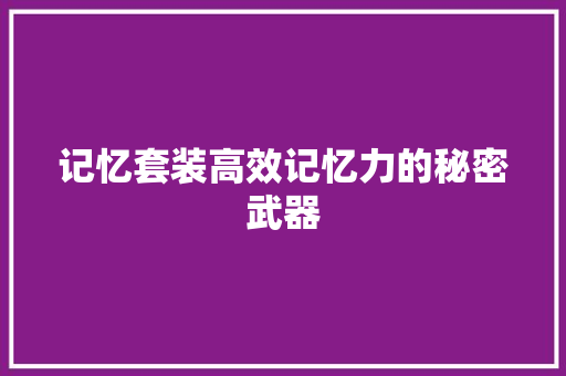 记忆套装高效记忆力的秘密武器