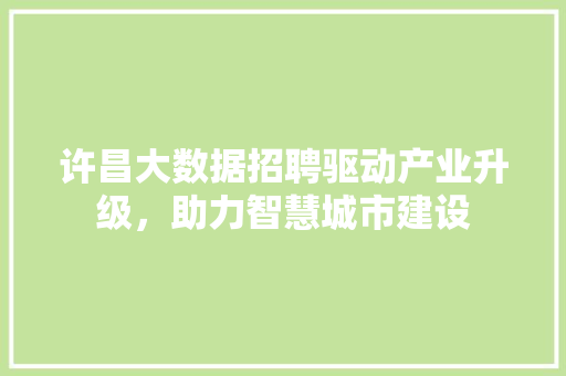 许昌大数据招聘驱动产业升级，助力智慧城市建设