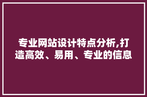 专业网站设计特点分析,打造高效、易用、专业的信息平台