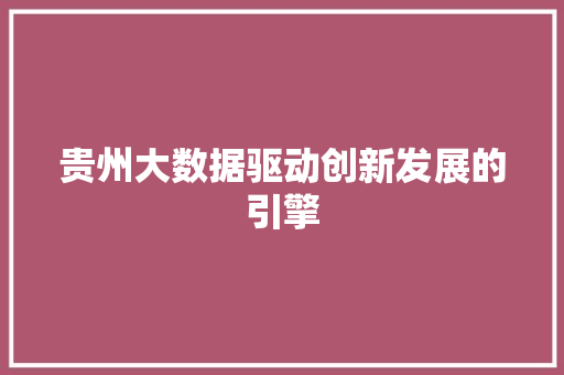 贵州大数据驱动创新发展的引擎