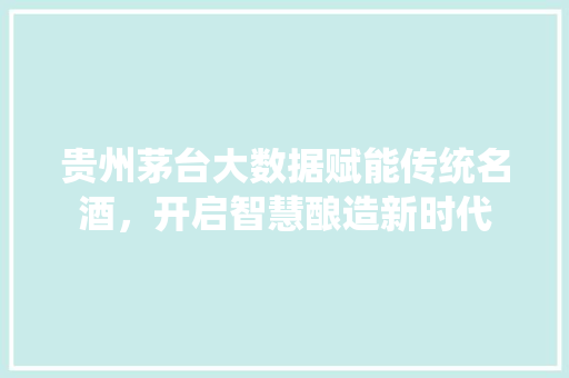贵州茅台大数据赋能传统名酒，开启智慧酿造新时代