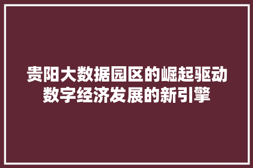 贵阳大数据园区的崛起驱动数字经济发展的新引擎