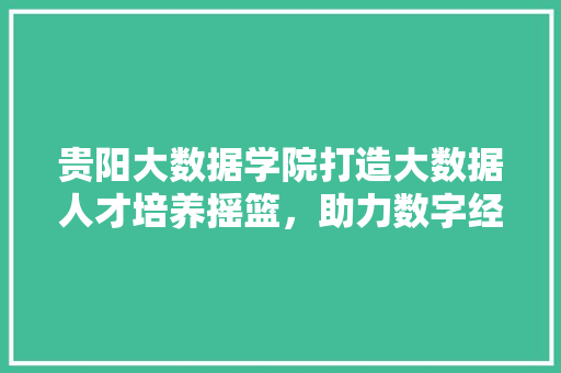 贵阳大数据学院打造大数据人才培养摇篮，助力数字经济发展