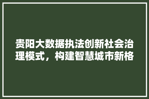 贵阳大数据执法创新社会治理模式，构建智慧城市新格局
