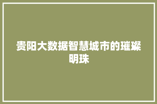 贵阳大数据智慧城市的璀璨明珠