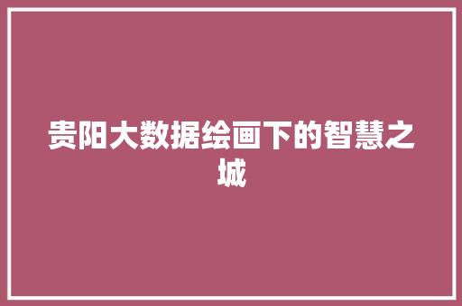 贵阳大数据绘画下的智慧之城