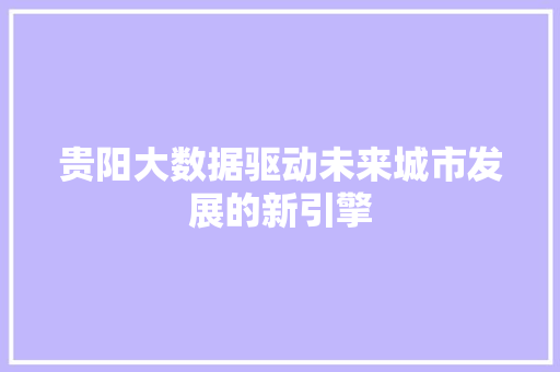 贵阳大数据驱动未来城市发展的新引擎
