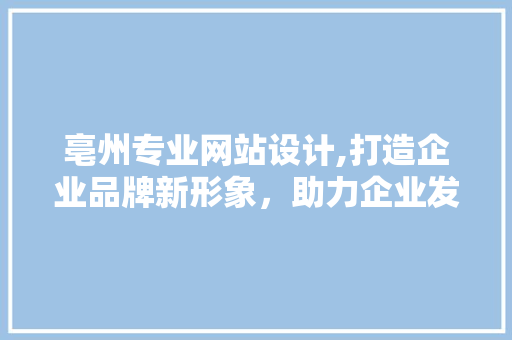 亳州专业网站设计,打造企业品牌新形象，助力企业发展新篇章