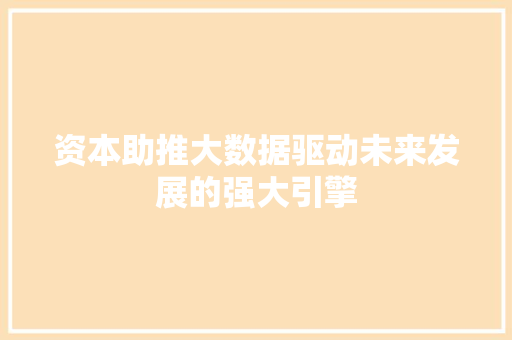 资本助推大数据驱动未来发展的强大引擎 前端技术