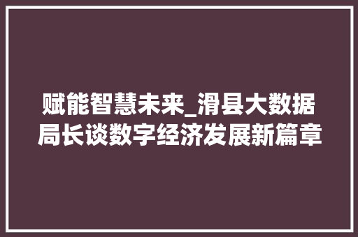 赋能智慧未来_滑县大数据局长谈数字经济发展新篇章