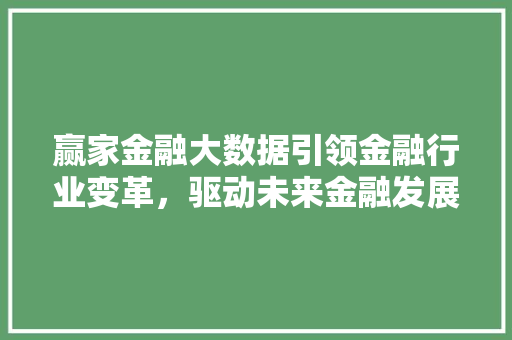 赢家金融大数据引领金融行业变革，驱动未来金融发展