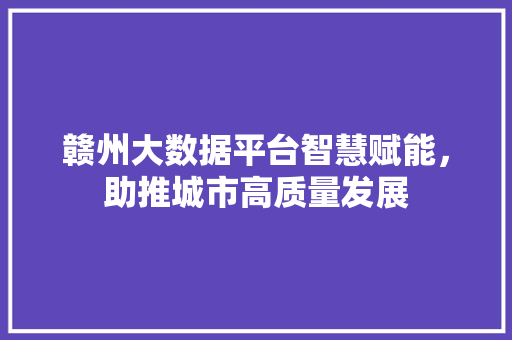 赣州大数据平台智慧赋能，助推城市高质量发展