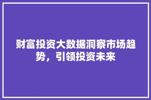 财富投资大数据洞察市场趋势，引领投资未来