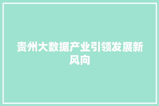 贵州大数据产业引领发展新风向