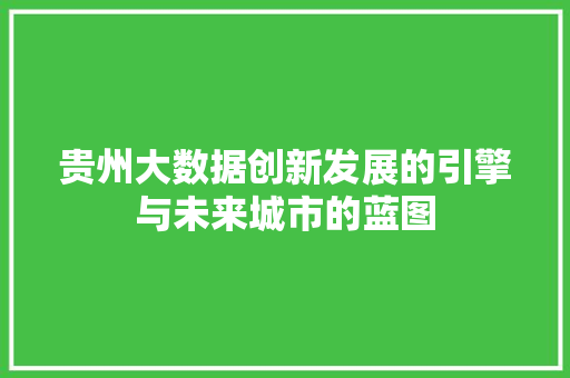 贵州大数据创新发展的引擎与未来城市的蓝图 项目报告