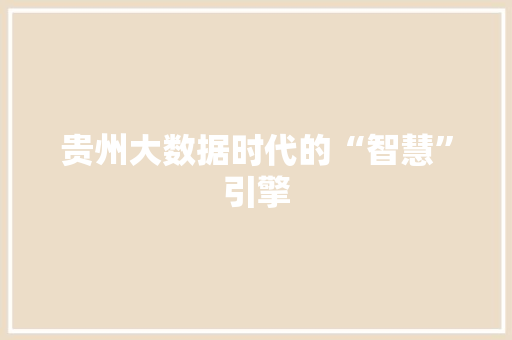 贵州大数据时代的“智慧”引擎