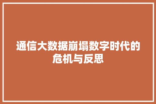 通信大数据崩塌数字时代的危机与反思