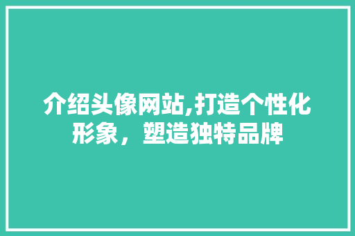 介绍头像网站,打造个性化形象，塑造独特品牌