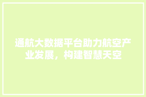 通航大数据平台助力航空产业发展，构建智慧天空