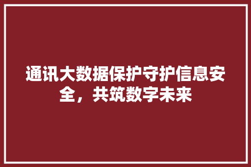 通讯大数据保护守护信息安全，共筑数字未来