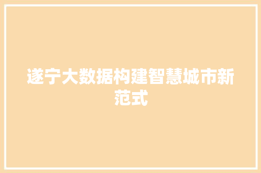 遂宁大数据构建智慧城市新范式