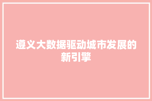 遵义大数据驱动城市发展的新引擎
