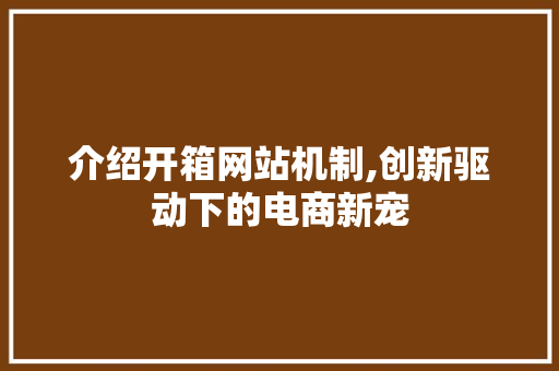 介绍开箱网站机制,创新驱动下的电商新宠