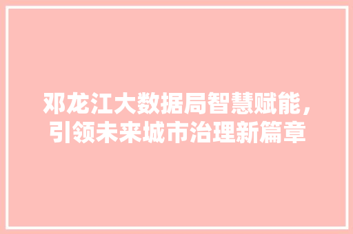 邓龙江大数据局智慧赋能，引领未来城市治理新篇章