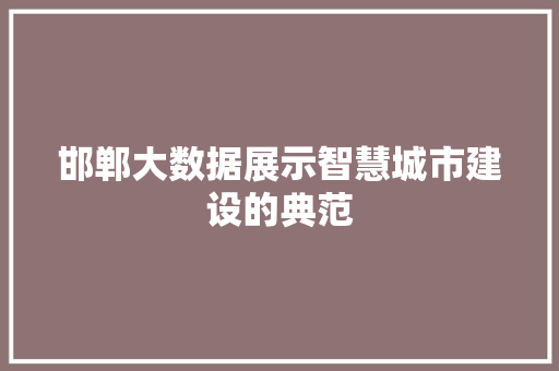 邯郸大数据展示智慧城市建设的典范