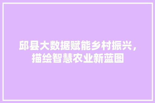 邱县大数据赋能乡村振兴，描绘智慧农业新蓝图