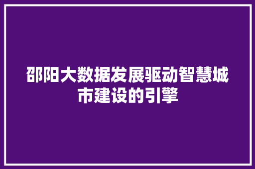 邵阳大数据发展驱动智慧城市建设的引擎