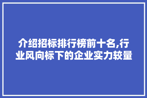 介绍招标排行榜前十名,行业风向标下的企业实力较量