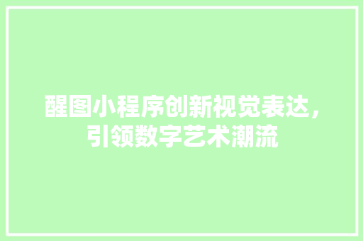 醒图小程序创新视觉表达，引领数字艺术潮流