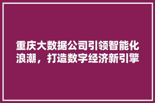 重庆大数据公司引领智能化浪潮，打造数字经济新引擎