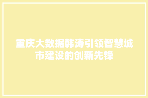 重庆大数据韩涛引领智慧城市建设的创新先锋