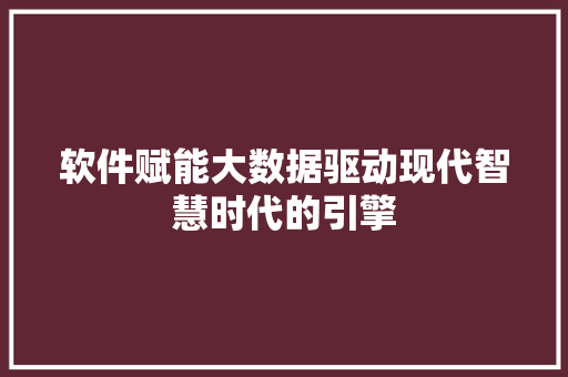 软件赋能大数据驱动现代智慧时代的引擎